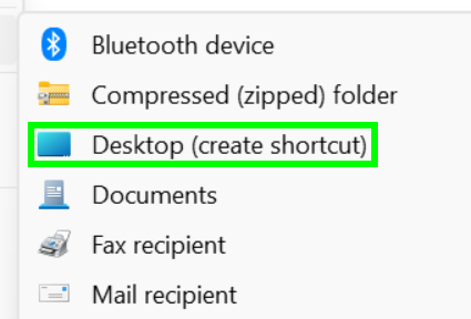 Windows shortcut menu for blender.exe